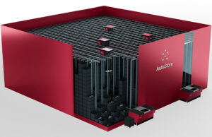 An AutoStore automated storage and retrieval grid.