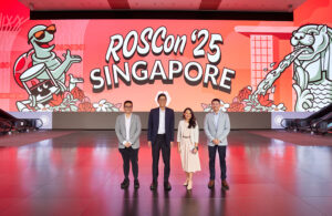 Mr Tung Meng Fai, Executive Director, National Robotics Programme (NRP); Professor Tan Chorh Chuan, Chairman, Agency for Science, Technology and Research (A*STAR); Ms Vanessa Yamzon Orsi, CEO, Open Source Robotics Foundation; and Dr Wang Wei, Deputy Executive Director (R&D) at A*STAR SIMTech and A*STAR ARTC, attended ROSCon on 28 October 2025.