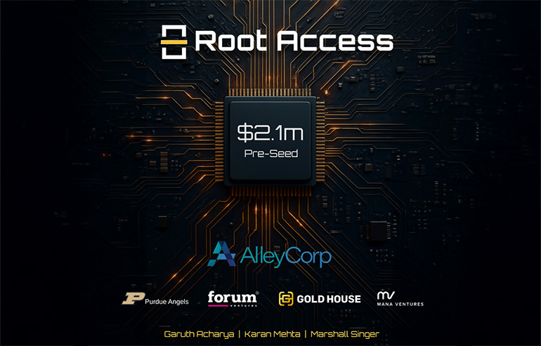 Image of chip announcing Root Access funding and sources. Root Access applies AI to firmware development for embedded systems.