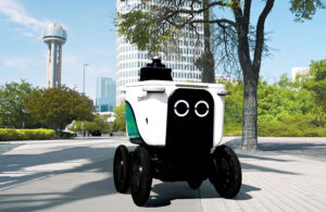 A Serve delivery robot in Dallas.