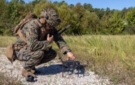 U.S. Marines with Advanced Infantry Training Battalion perform a kinetic first-person view drone range. | Source: United States Marine Corps.