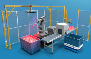 An illustration of a bin picking scenario highlighting where Photoneo can be used.